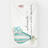 Mint Floral heteluchtballon Baby shower Spandoek (Verticaal)