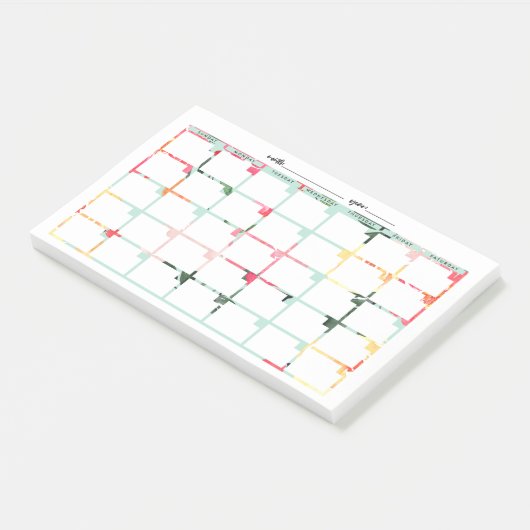 Mint Floral niet-gedateerd kalender Post-it® Notes (Schuin)