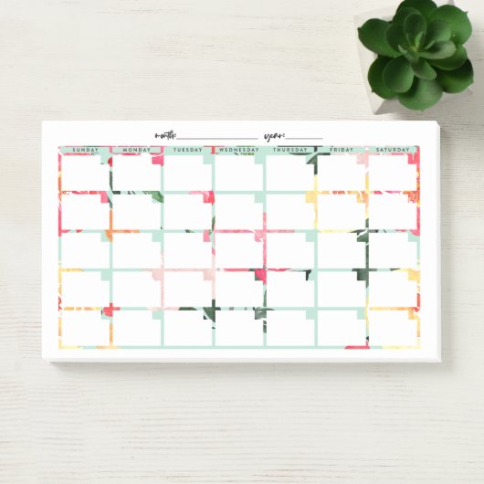 Mint Floral niet-gedateerd kalender Post-it® Notes (Kantoor)