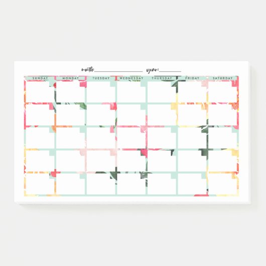 Mint Floral niet-gedateerd kalender Post-it® Notes (Voorkant)