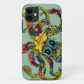 Mint Floral Octopus Iphone Case (Achterkant)