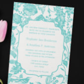 Mint Floral Pattern Love Bird Wedding Kaart