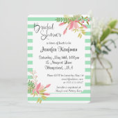Mint Floral Stripe Wedding Script | Vrijgezellenfe Kaart (Staand voorkant)