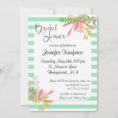 Mint Floral Stripe Wedding Script | Vrijgezellenfe Kaart (Voorkant)