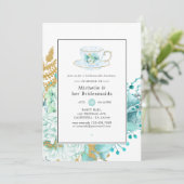 Mint Floral Wedding Bridesmaids Luncheon Kaart (Staand voorkant)