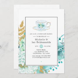 Mint Floral Wedding Bridesmaids Luncheon Kaart