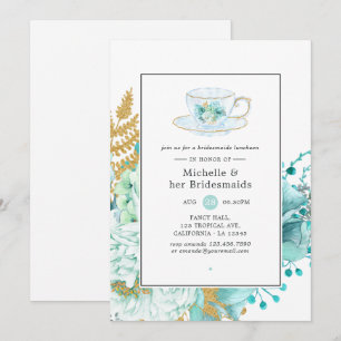 Mint Floral Wedding Bridesmaids Luncheon Kaart