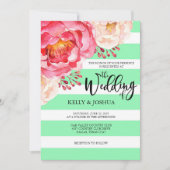 Mint Floral Wedding Invitation Kaart (Voorkant)