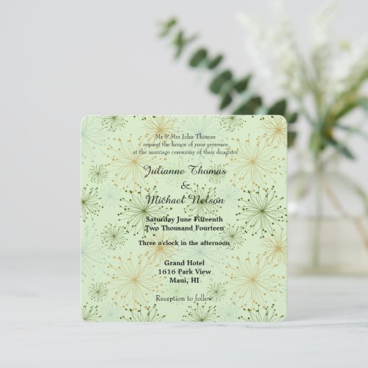 Mint Floral Whimsy bruiloft Kaart (Staand voorkant)