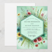 Mint Floral Whimsy Wedding Kaart (Voorkant / Achterkant)