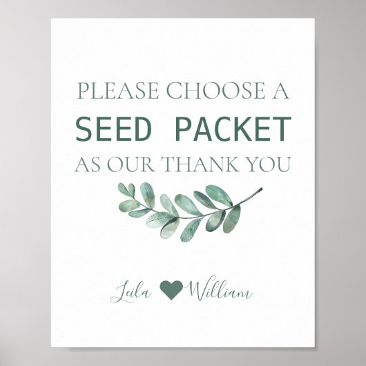 Mint Floral Wildflower Seed Wedding Pakketten Poster (Voorkant)