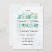 Mint Florals and Gold Foliage Wedding Kaart (Voorkant)