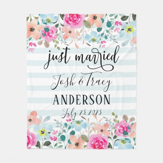 Mint Flower net gehuwde aankondiging Fleece Deken (Voorkant)