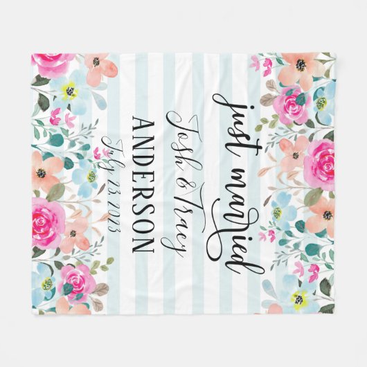 Mint Flower net gehuwde aankondiging Fleece Deken (Voorkant (Horizontaal))