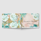 Mint Flowers and Pink Blush Floral Wedding Gastenboek (Volledig)