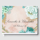 Mint Flowers and Pink Blush Floral Wedding Gastenboek (Voorkant)