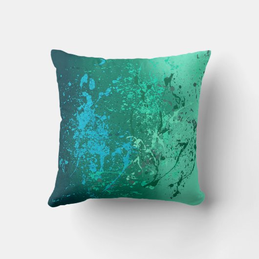 Mint Flurry Abstract Spat Kunst Kussen (Achterkant)