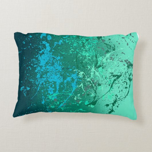 Mint Flurry: Abstract spatter art Accent Kussen (Achterkant)