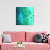 Mint Flurry Abstract Spatter Art Canvas Afdruk (Insitu (Woonkamer))