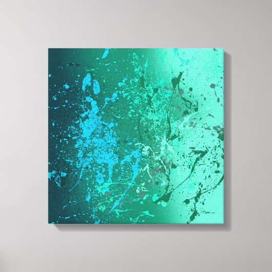 Mint Flurry Abstract Spatter Art Canvas Afdruk (Voorkant)
