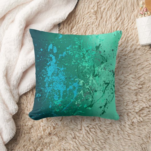 Mint Flurry Abstract Spatter Art Kussen (Deken)