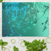 Mint Flurry Abstract Spatter Art Theedoek (Gevouwen)