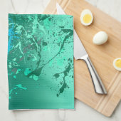 Mint Flurry Abstract Spatter Art Theedoek (Quarter Fold)
