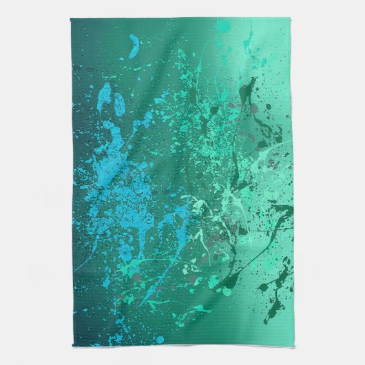 Mint Flurry Abstract Spatter Art Theedoek (Verticaal)