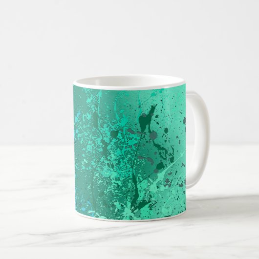 Mint Flurry Abstract Spatwerk Kunst Koffiemok (Voorkant rechts)