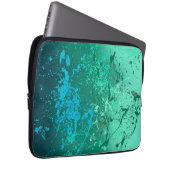 Mint Flurry Abstract Spatwerk Kunst Laptop Sleeve (Voorkant Rechts)