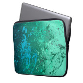 Mint Flurry Abstract Spatwerk Kunst Laptop Sleeve (Voorkant Links)