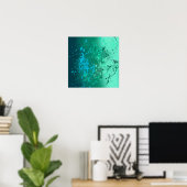 Mint Flurry Abstract Spatwerk Kunst Poster (Thuiskantoor)