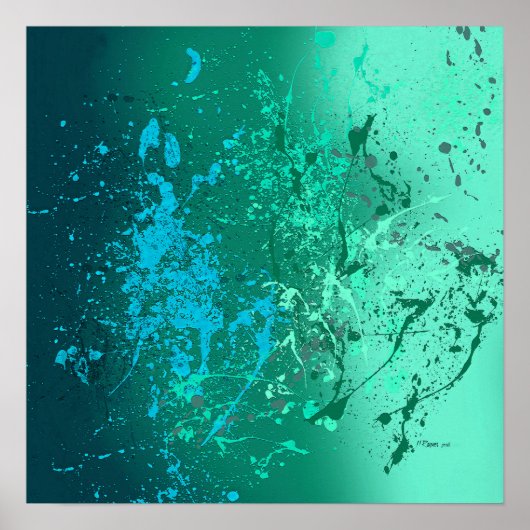 Mint Flurry Abstract Spatwerk Kunst Poster (Voorkant)
