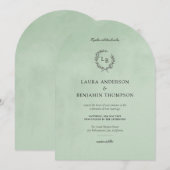 Mint Fluweel Textuur Elegante Boog Stijl Trouwen Kaart (Voorkant / Achterkant)