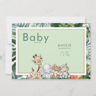 Mint Foliage Oerwoud Dieren Baby shower Kaart