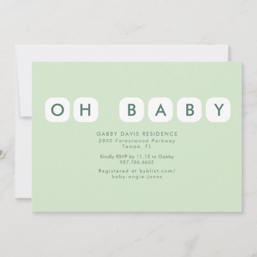 Mint Foliage Oerwoud Dieren Baby shower Kaart (Achterkant)