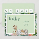 Mint Foliage Oerwoud Dieren Baby shower Kaart (Voorkant / Achterkant)