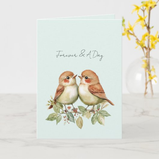 Mint Forever Love Birds Kaart (Gele Bloem)