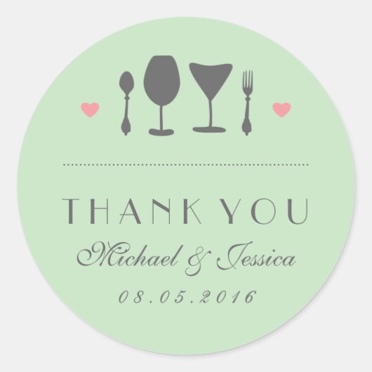 Mint  fork Spoon Wedding Dank je Sticker (Voorkant)