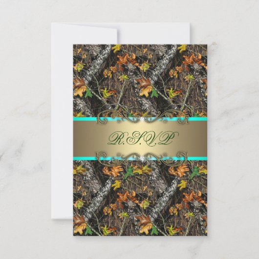 Mint Formele Camo Wedding RSVP-kaarten RSVP Kaartje (Voorkant)