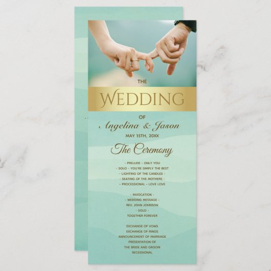 Mint foto bruiloft programma programmakaart (Voorkant / Achterkant)