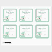 Mint Fox Baby shower Bookplate, neutraal geslacht Vierkante Sticker (Vel)