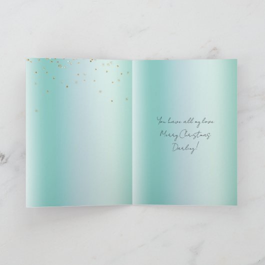 Mint Fox Bunny Love Glitter Sweetheart Christmas Kaart (Binnen)