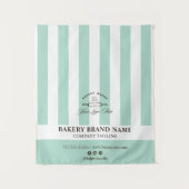 Mint French Stripes Bakery Logo Table Runner  Wandkleed (Voorkant)