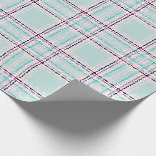 Mint Frost Plaid Wrapping Paper Roll Cadeaupapier (Hoek)