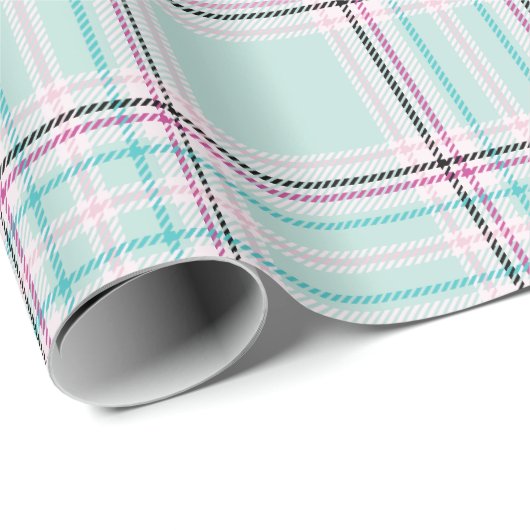 Mint Frost Plaid Wrapping Paper Roll Cadeaupapier (Rol Hoek)