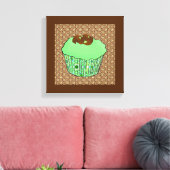 Mint-Frosted Chocolate Cupcake, Fractal Background Canvas Afdruk (Insitu (Woonkamer))