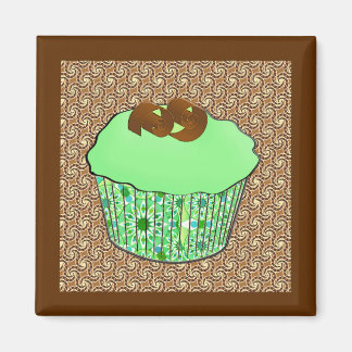 Mint Frosted Chocolate Cupcake, Fractal Background Magneet