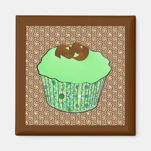 Mint Frosted Chocolate Cupcake, Fractal Background Magneet (Voorkant)