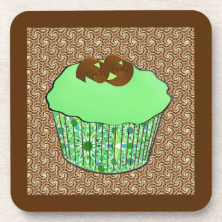 Mint-Frosted Chocolate Cupcake, Fractal Background Onderzetter